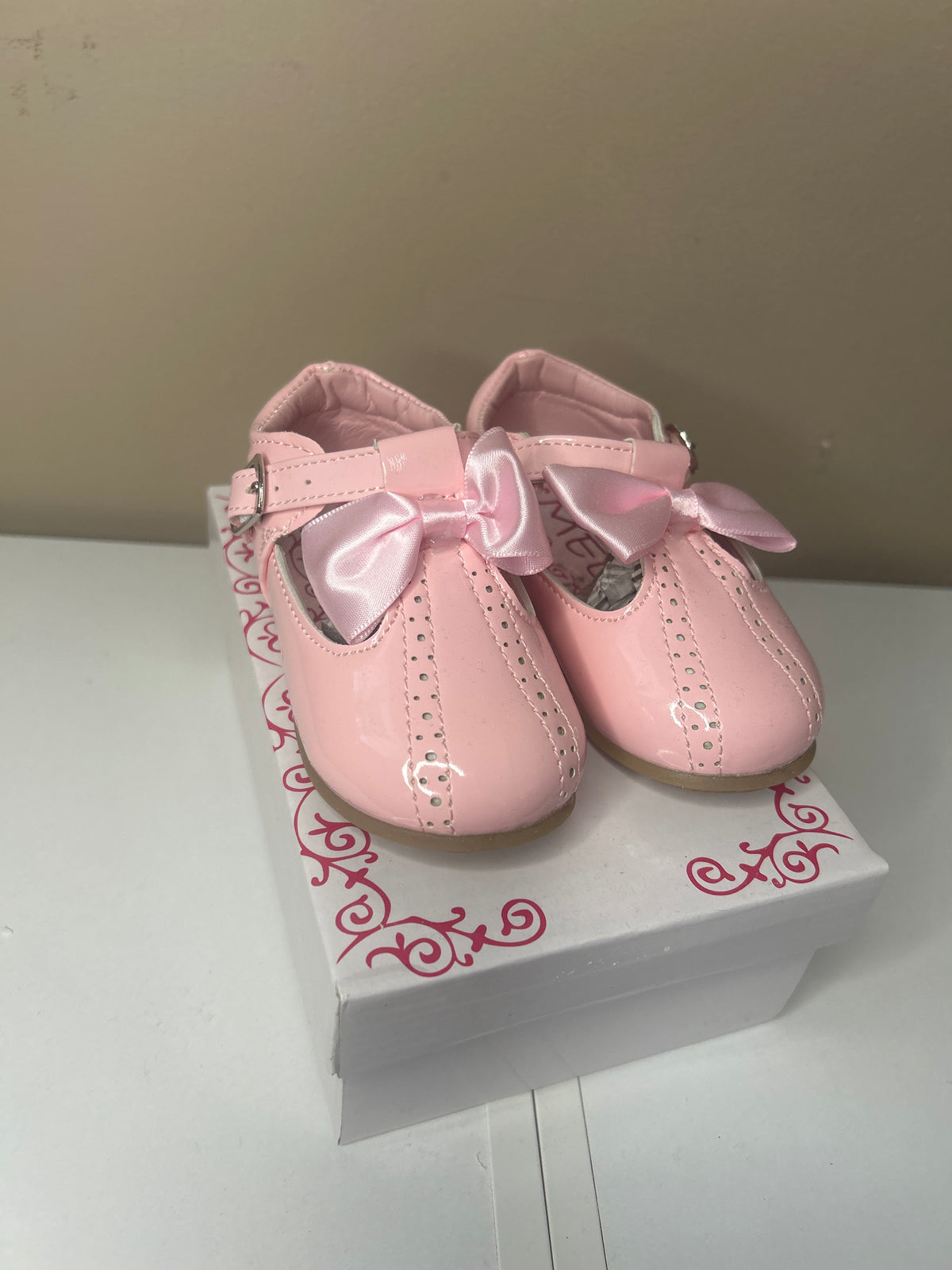 Pink Bow Hard Sole Shoes